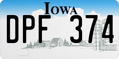 IA license plate DPF374