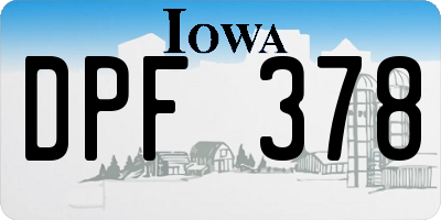 IA license plate DPF378