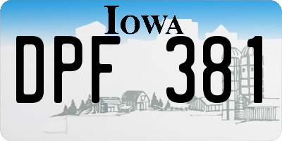 IA license plate DPF381