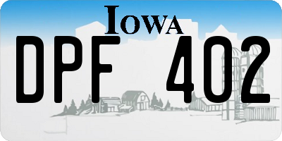 IA license plate DPF402