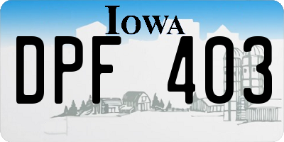 IA license plate DPF403