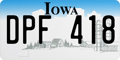 IA license plate DPF418