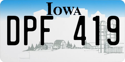 IA license plate DPF419