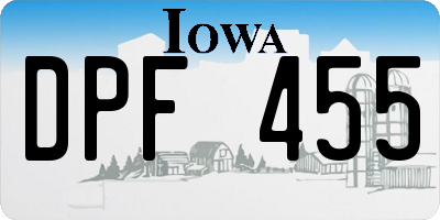IA license plate DPF455
