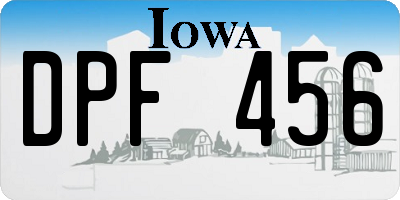 IA license plate DPF456