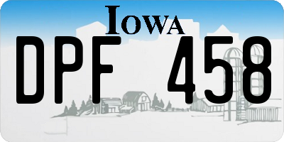IA license plate DPF458