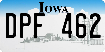 IA license plate DPF462