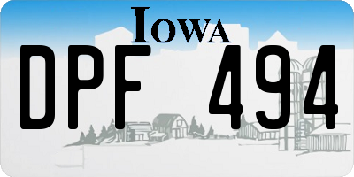 IA license plate DPF494