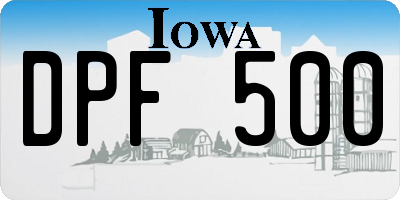 IA license plate DPF500