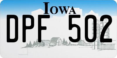 IA license plate DPF502