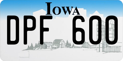 IA license plate DPF600