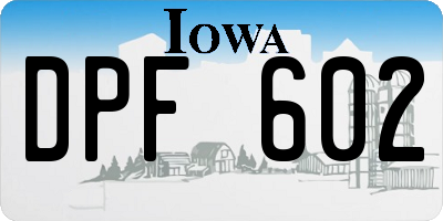 IA license plate DPF602