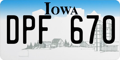 IA license plate DPF670