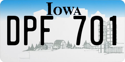 IA license plate DPF701
