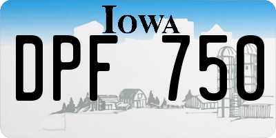 IA license plate DPF750