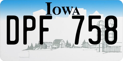 IA license plate DPF758