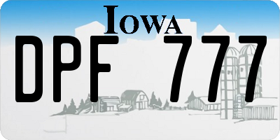 IA license plate DPF777
