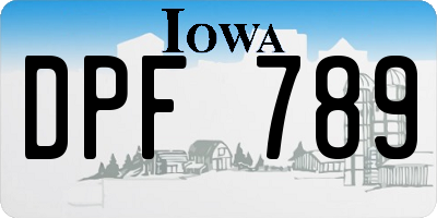 IA license plate DPF789