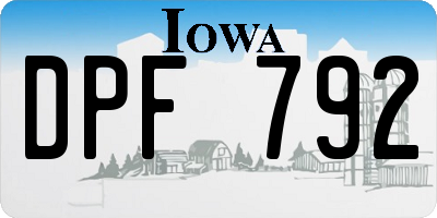 IA license plate DPF792
