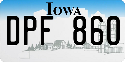 IA license plate DPF860