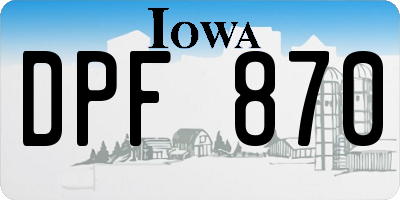 IA license plate DPF870