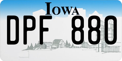 IA license plate DPF880