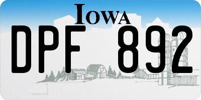 IA license plate DPF892