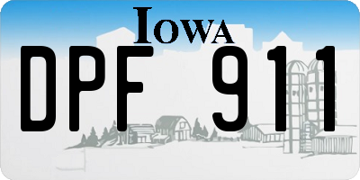 IA license plate DPF911