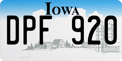 IA license plate DPF920