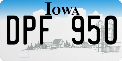 IA license plate DPF950