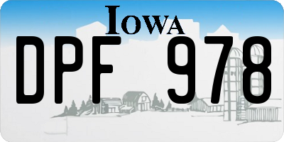 IA license plate DPF978