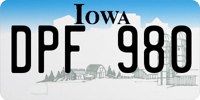 IA license plate DPF980