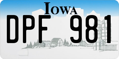 IA license plate DPF981