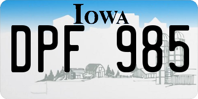 IA license plate DPF985