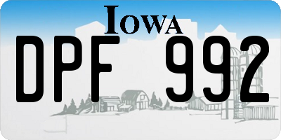 IA license plate DPF992
