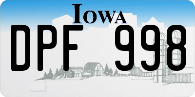 IA license plate DPF998