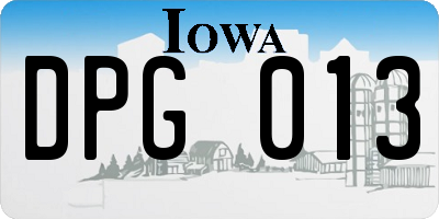 IA license plate DPG013