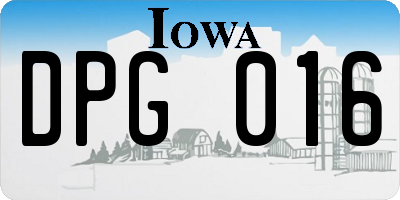IA license plate DPG016