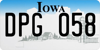 IA license plate DPG058