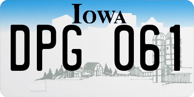 IA license plate DPG061