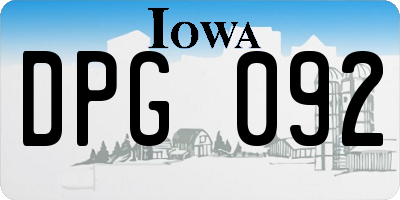 IA license plate DPG092
