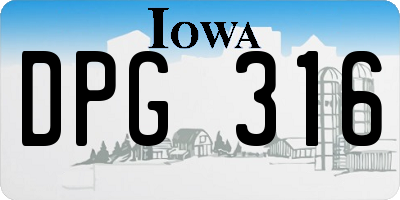 IA license plate DPG316