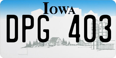 IA license plate DPG403