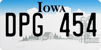 IA license plate DPG454