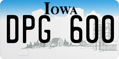 IA license plate DPG600