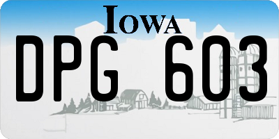 IA license plate DPG603