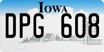IA license plate DPG608