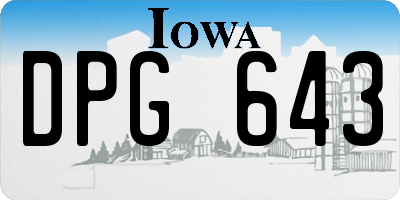 IA license plate DPG643