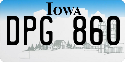 IA license plate DPG860
