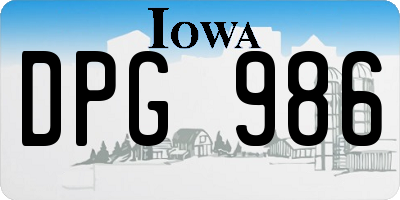 IA license plate DPG986